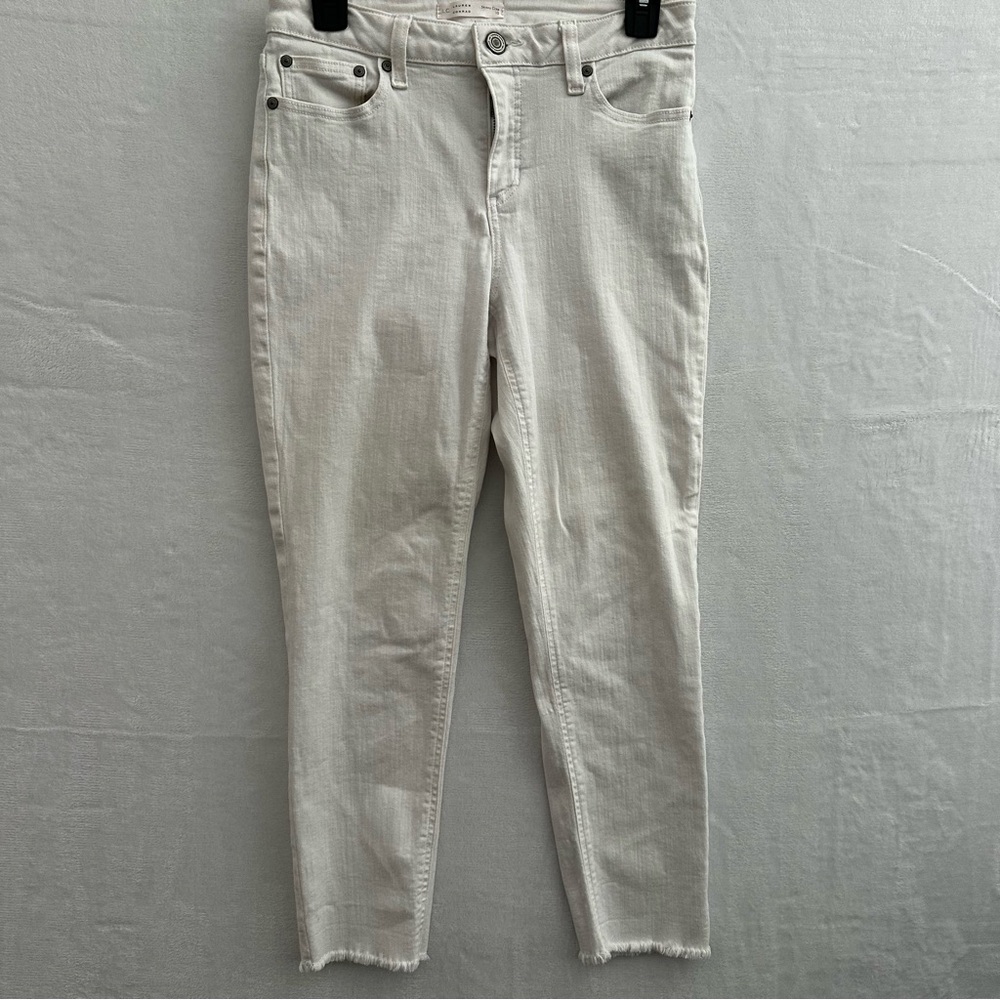 LC Lauren Conrad White Skinny Crop Jeans Womens Size 10 High Rise Raw Hem